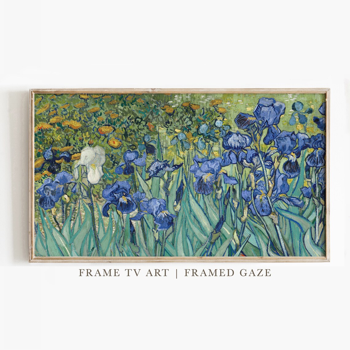 Van Gogh Irises Blue Floral Garden Vibrant Blooming Oil Painting Wall Art