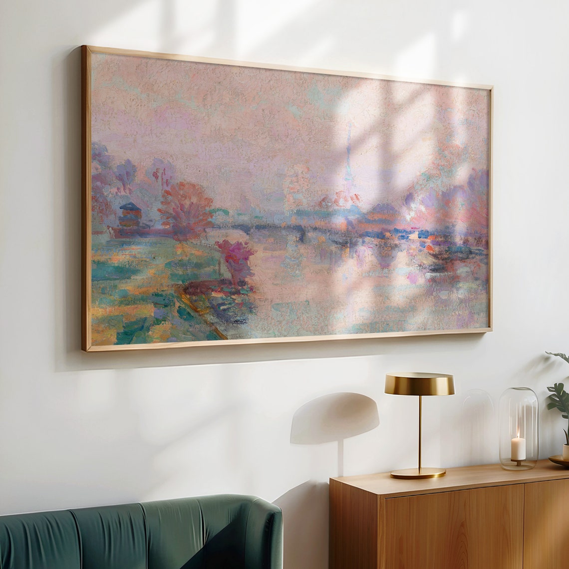 Paris Eiffel Tower Pink Sunset Seine River Impressionist Poster - Image 4