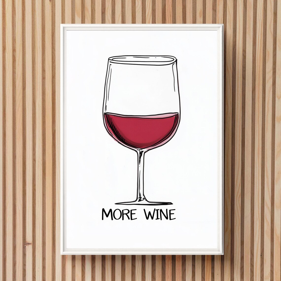 More Wine Glass Sketch Funny Bar Quote Minimalist Kitchen Poster