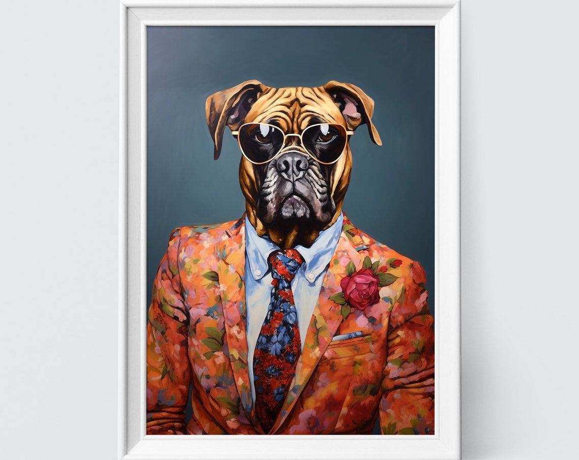 English Mastiff Dog Art Fashion Print Dog Portrait Fashion Art Animal Art Animal Painting Art Prints