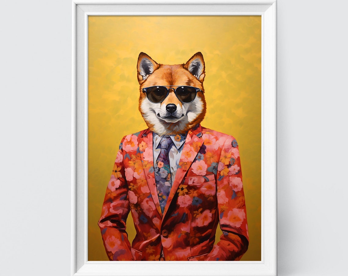 Shiba Inu Dog Art Fashion Print Dog Portrait Fashion Art Animal Art Animal Painting Art Prints