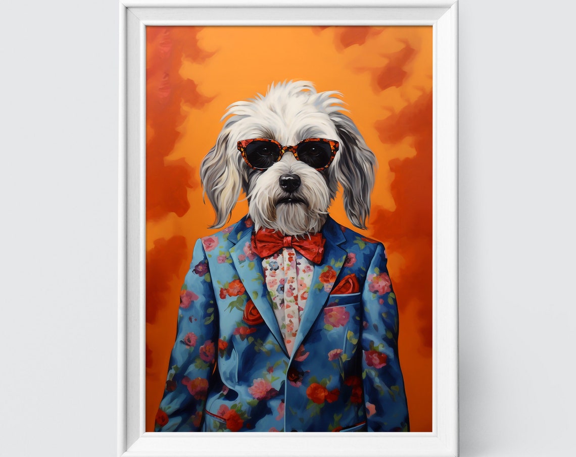 Havanese Dog Art Havanese Print Fashion Print Dog Portrait Fashion Art Animal Art Animal Painting Art Prints
