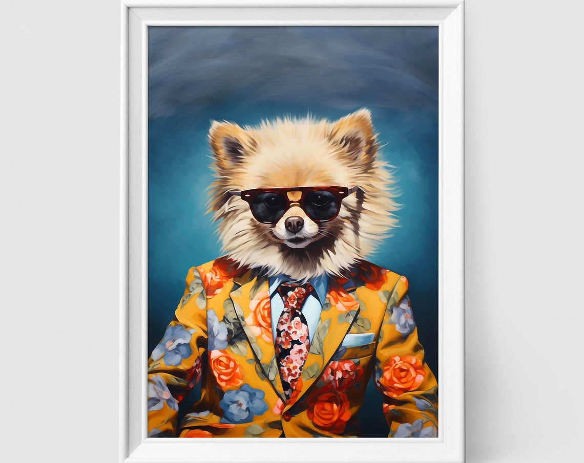 Pomeranian Dog Art Fashion Print Dog Portrait Fashion Art Animal Art Animal Painting Art Prints