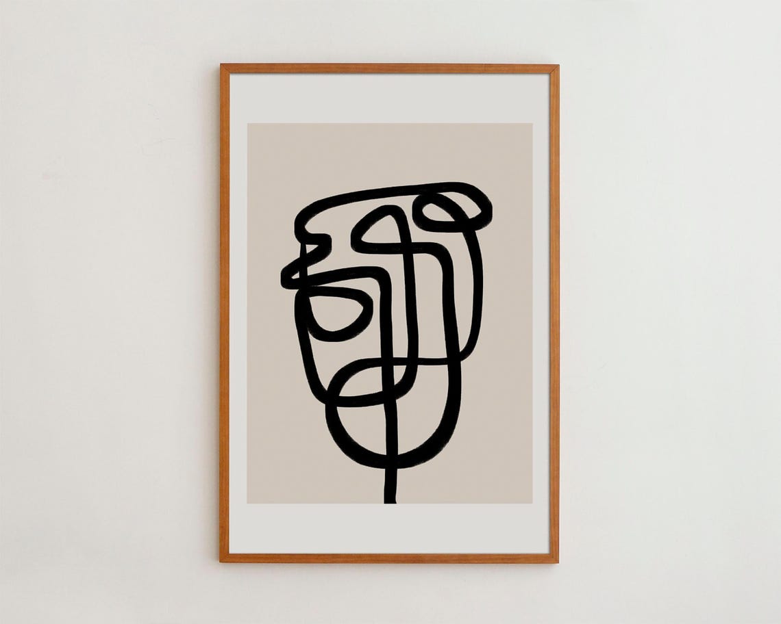 Abstract Line Art Face Continuous Drawing Modern Minimalist Poster