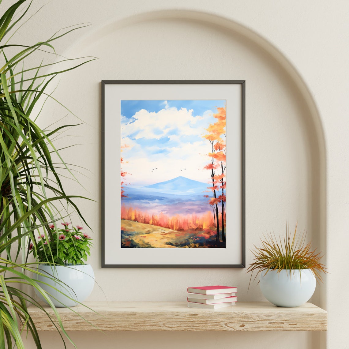 Catskill Mountains Fall Foliage View With Distant Blue Peak Poster - Image 3