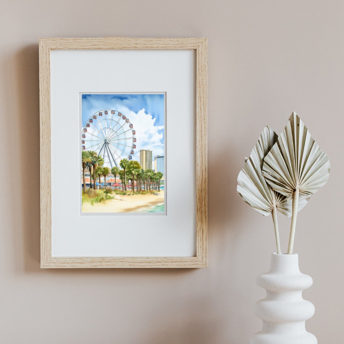 Myrtle Beach SkyWheel Watercolor Art Print, South Carolina - Image 2