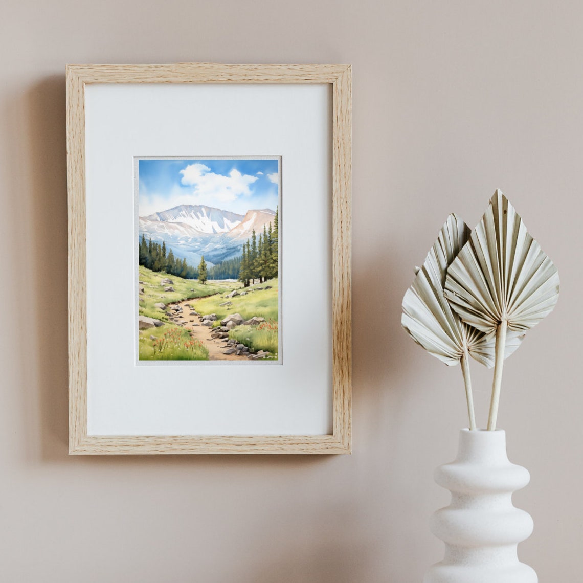 Great Basin Alpine Meadow Trail Snow Peak Scenic Watercolor Poster - Image 2