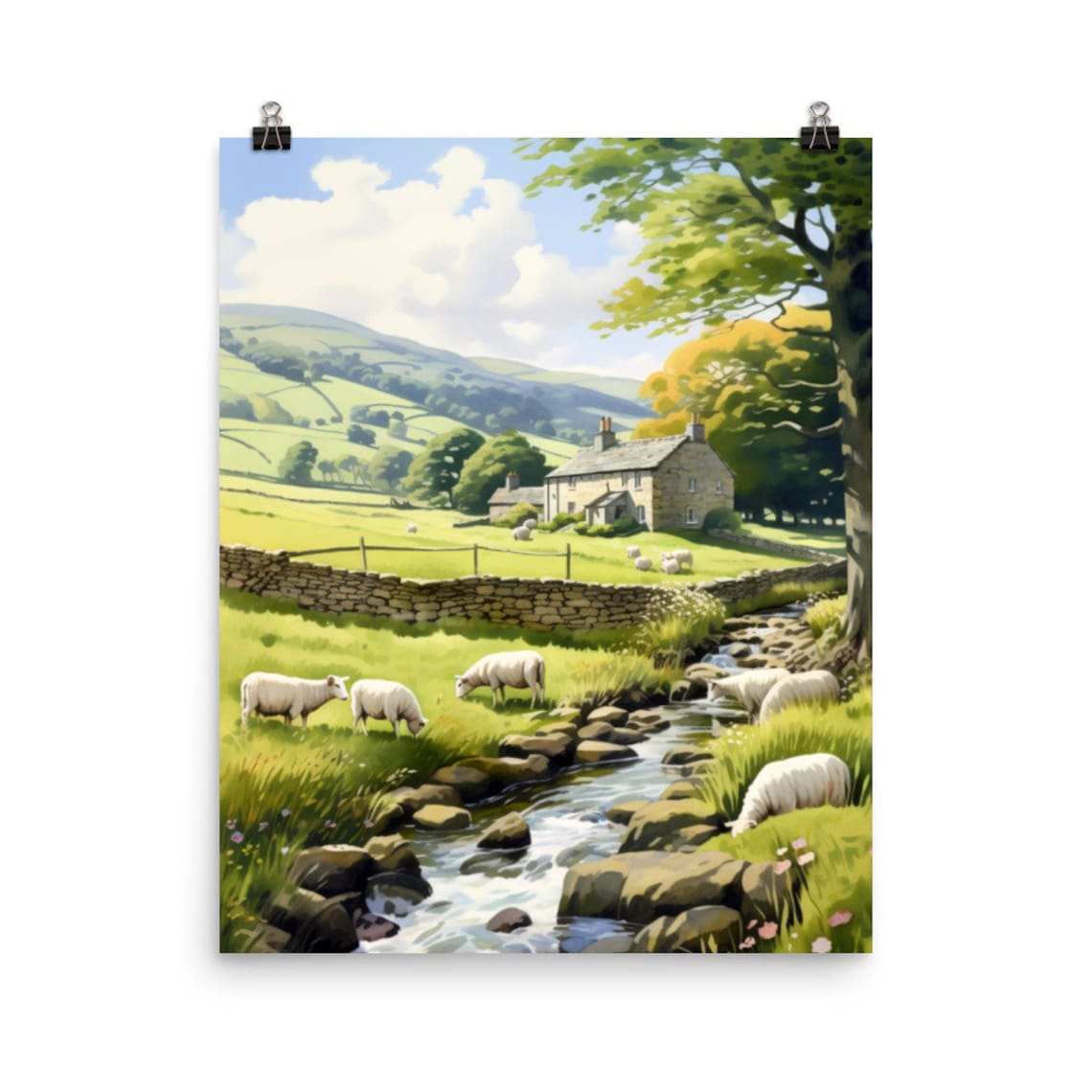 Yorkshire Dales Watercolor Travel Poster, England