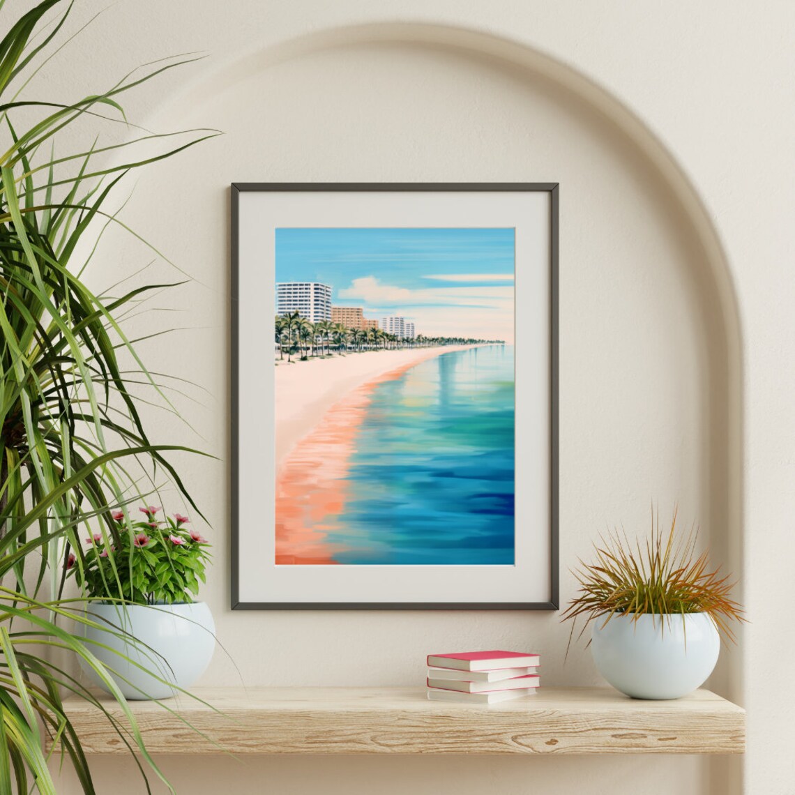Tropical Beach With Turquoise Water and Palm Trees Florida Poster - Image 2