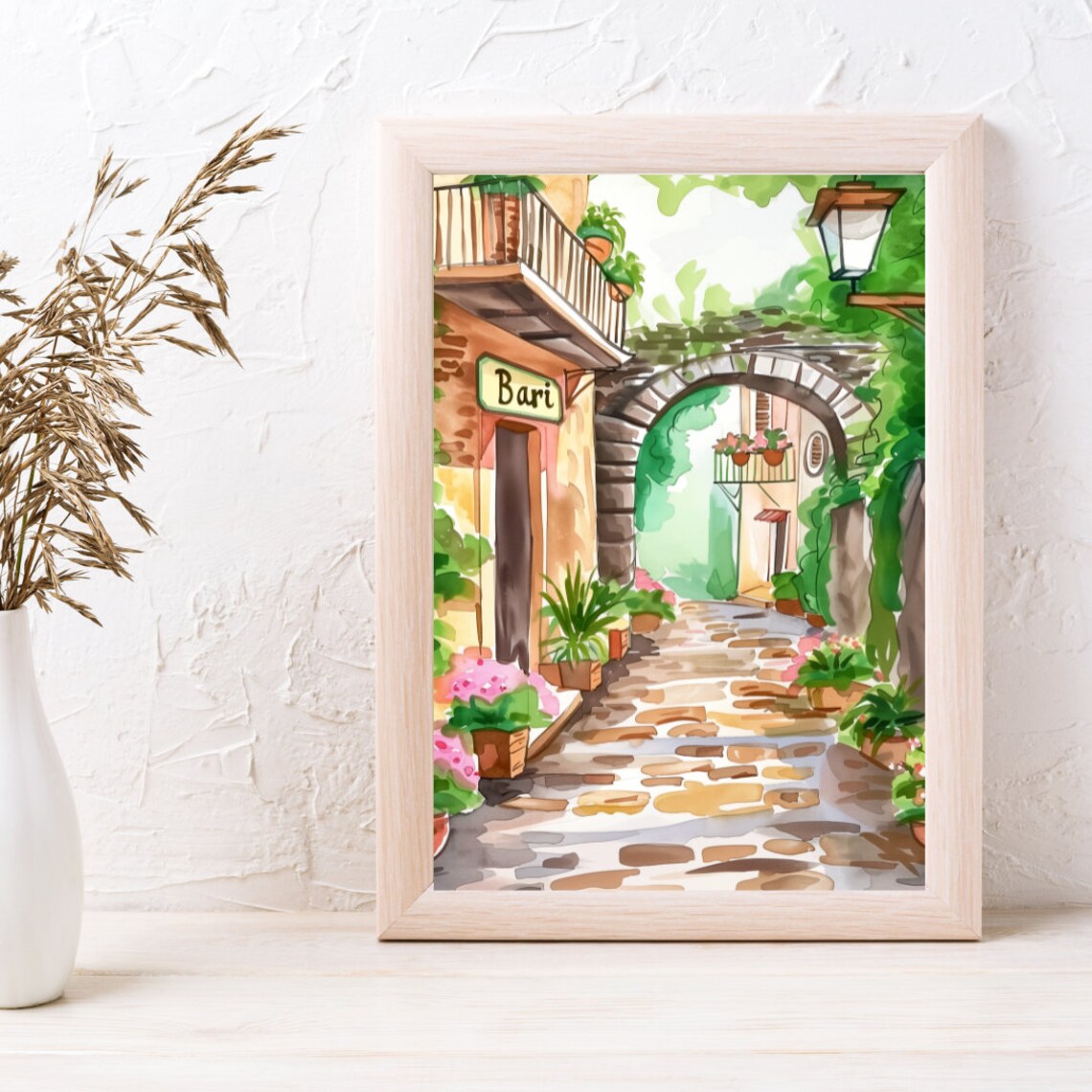Bari Watercolor Travel Poster, Italy Cityscape - Image 3
