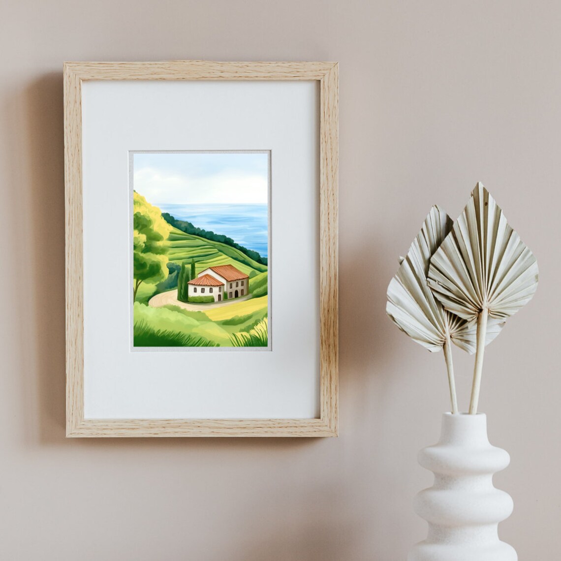 Basque Country Green Hillside Farmhouse Overlooking the Sea Poster - Image 2