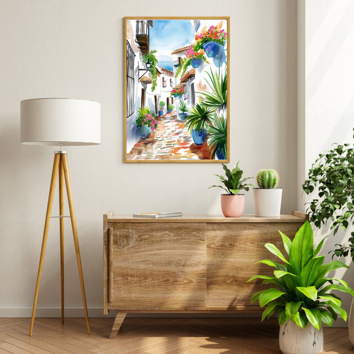 Cordoba Watercolor Print, Spanish Architecture Streetscape - Image 2