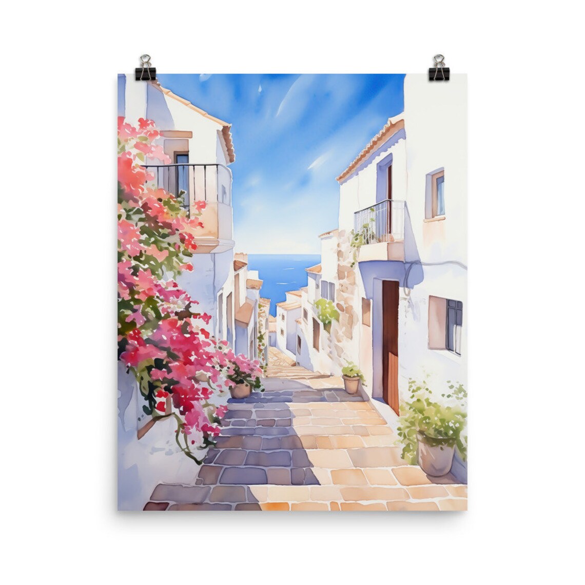 Altea Watercolor Print, Spanish Travel Poster