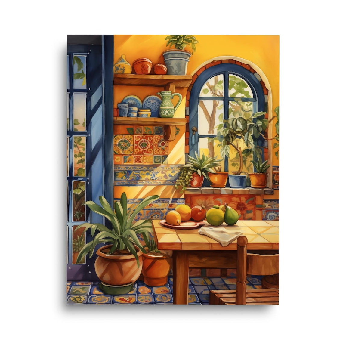 Traditional Mexican Kitchen Watercolor Art Print