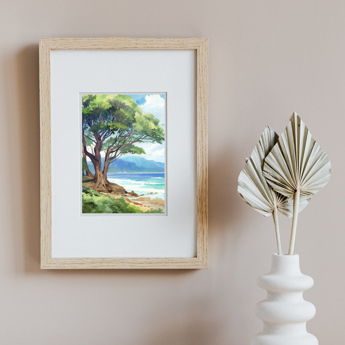 Lahaina Banyan Tree on a Maui Beach Under Mountain View Poster - Image 2