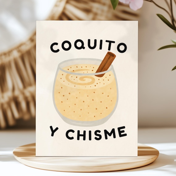 Coquito Y Chisme Puerto Rican Holiday Drink Illustration Poster