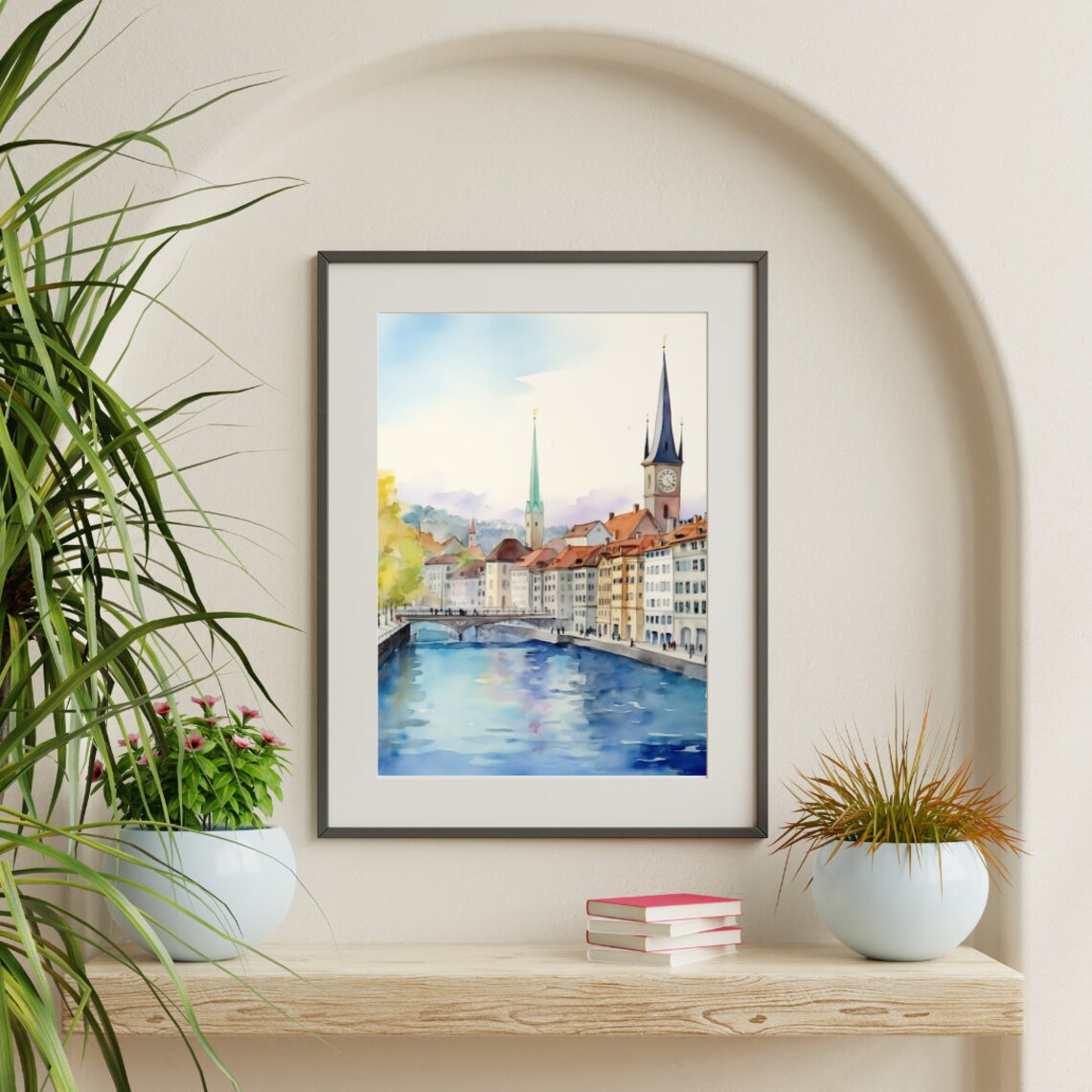 Zurich Watercolor Print, Switzerland Landmark Decor - Image 3