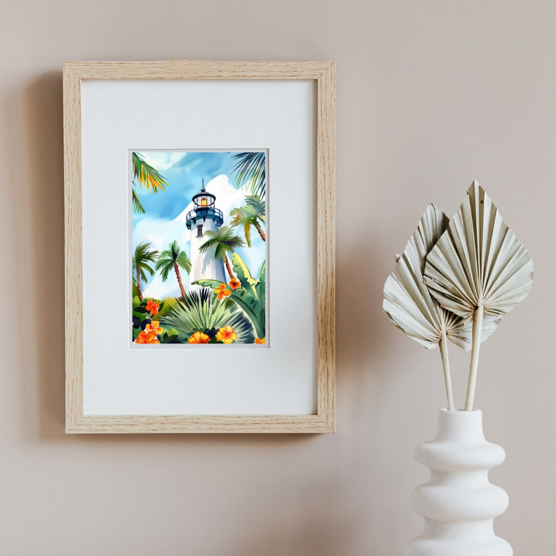 Key West Lighthouse Watercolor Travel Poster, Florida Keys - Image 3
