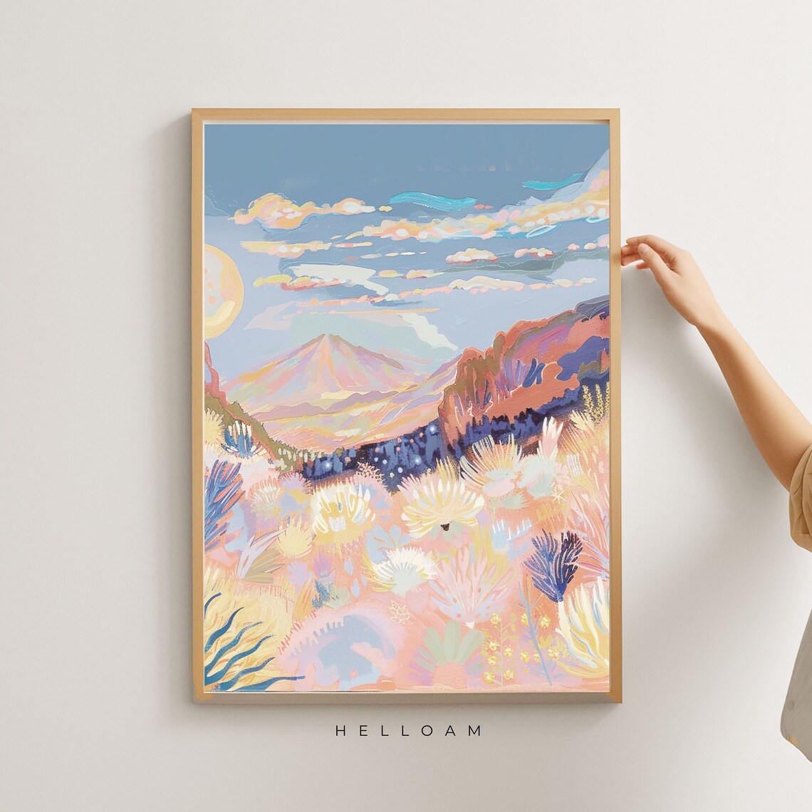 Southwest Desert Sunset Golden Sun Pastel Canyon Landscape Art Print - Image 4