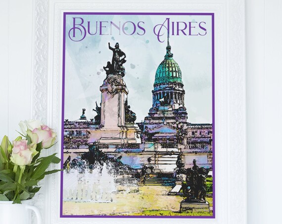 Buenos Aires Travel Poster Vintage Style Home Argentina Print Wall Art Vacation Souvenir Frame Not Included
