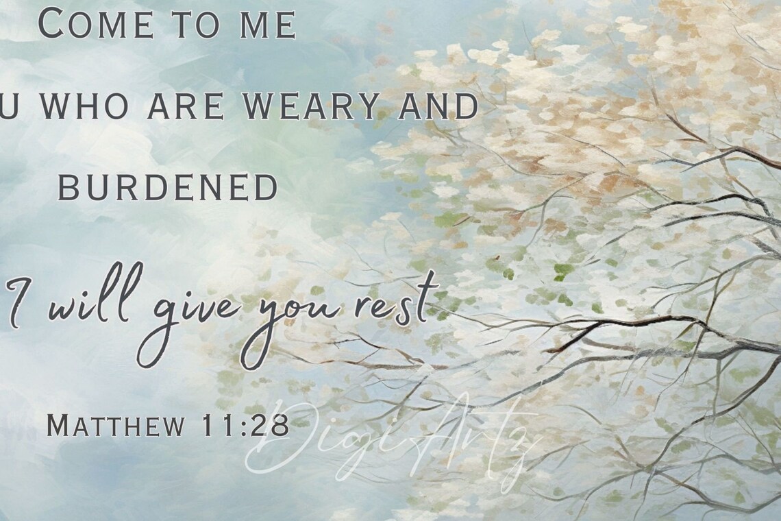 Matthew 11 Come To Me I Will Give You Rest Blossom Tree Poster - Image 6