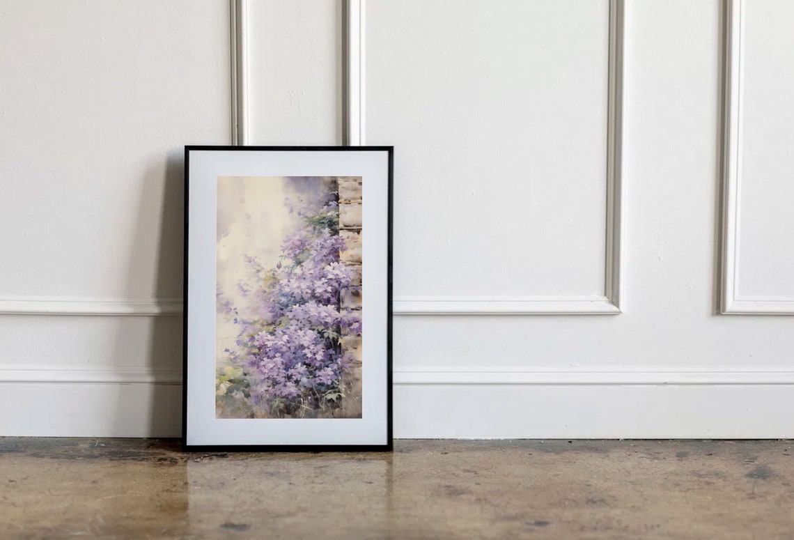 Lilac Blossoms Stone Wall Impressionist Floral Garden Bloom Poster - Image 3
