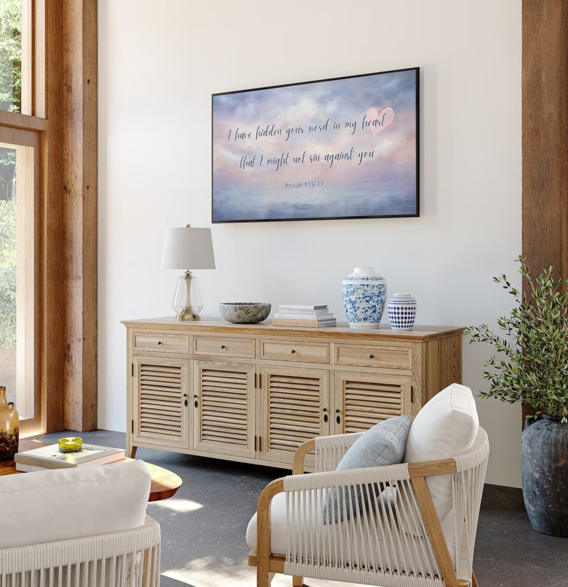 Psalm 119 Hidden Word In My Heart Pastel Sky Scripture Poster - Image 2