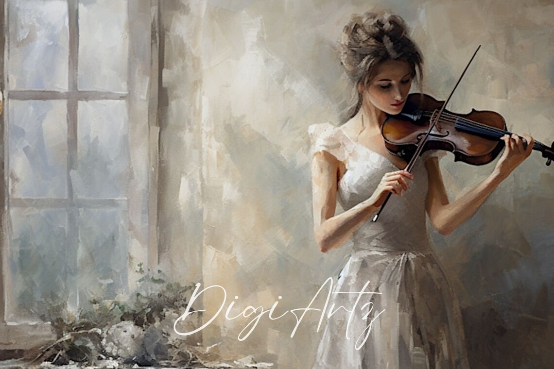 Woman Playing Violin, Moody Victorian Portrait Print - Image 6