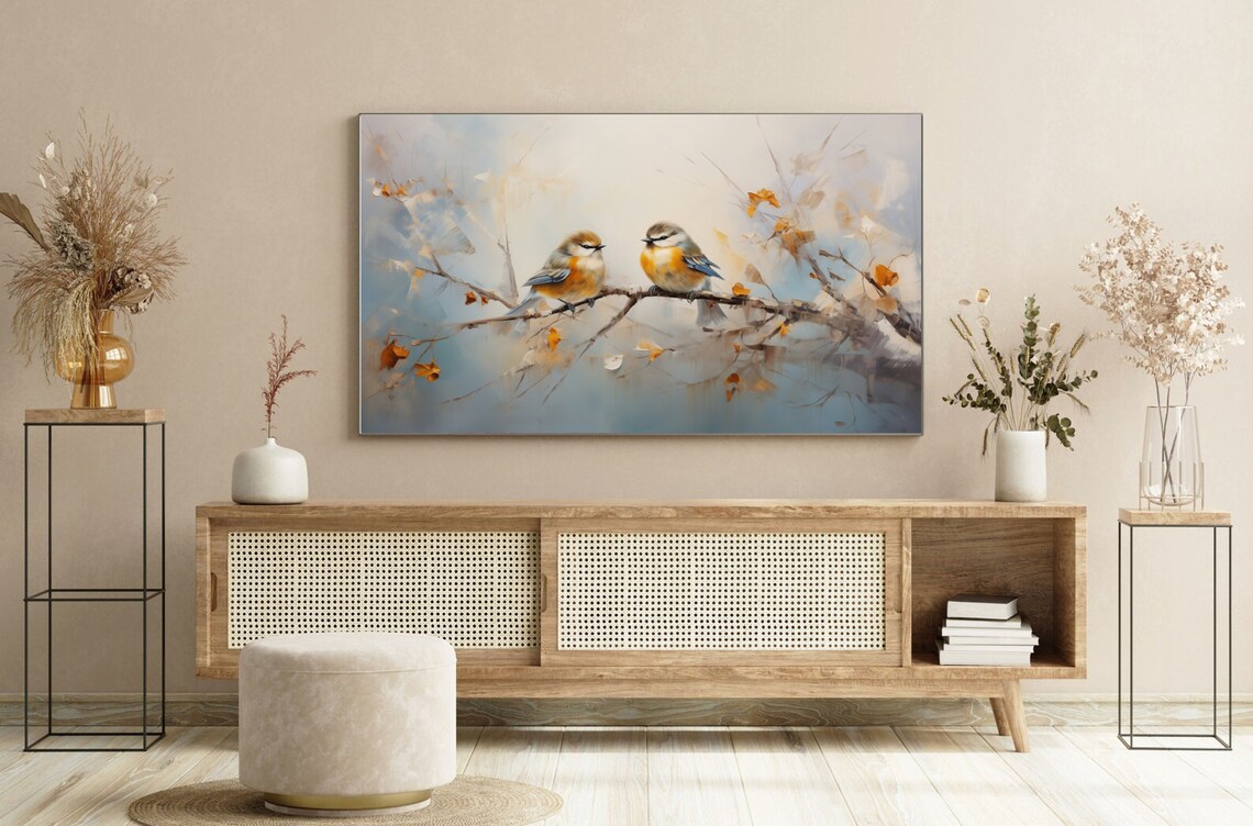 Two Songbirds On Autumn Branch Watercolor Wildlife Bird Lover Poster - Image 4