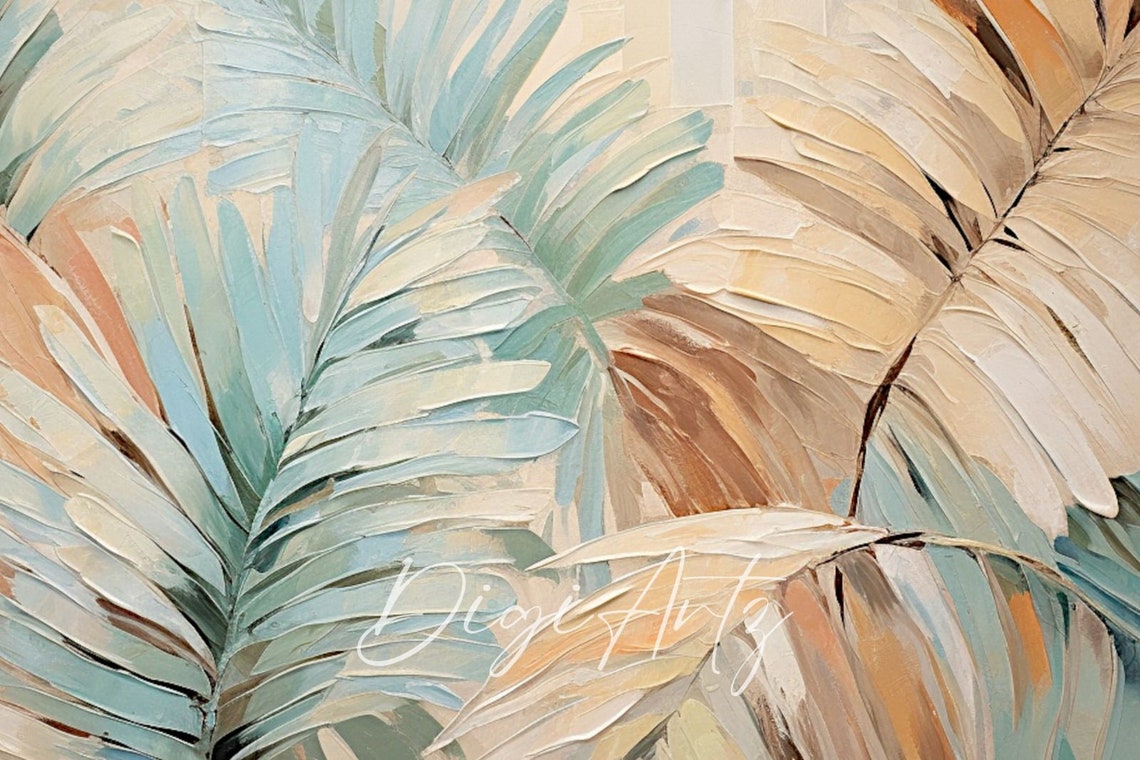 Tropical Palm Leaves In Turquoise And Terracotta Brushwork Poster - Image 6