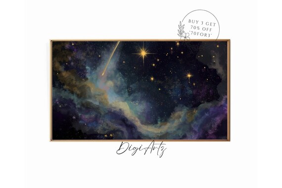 Shooting Star Purple Nebula Galaxy Space Oil Painting Poster