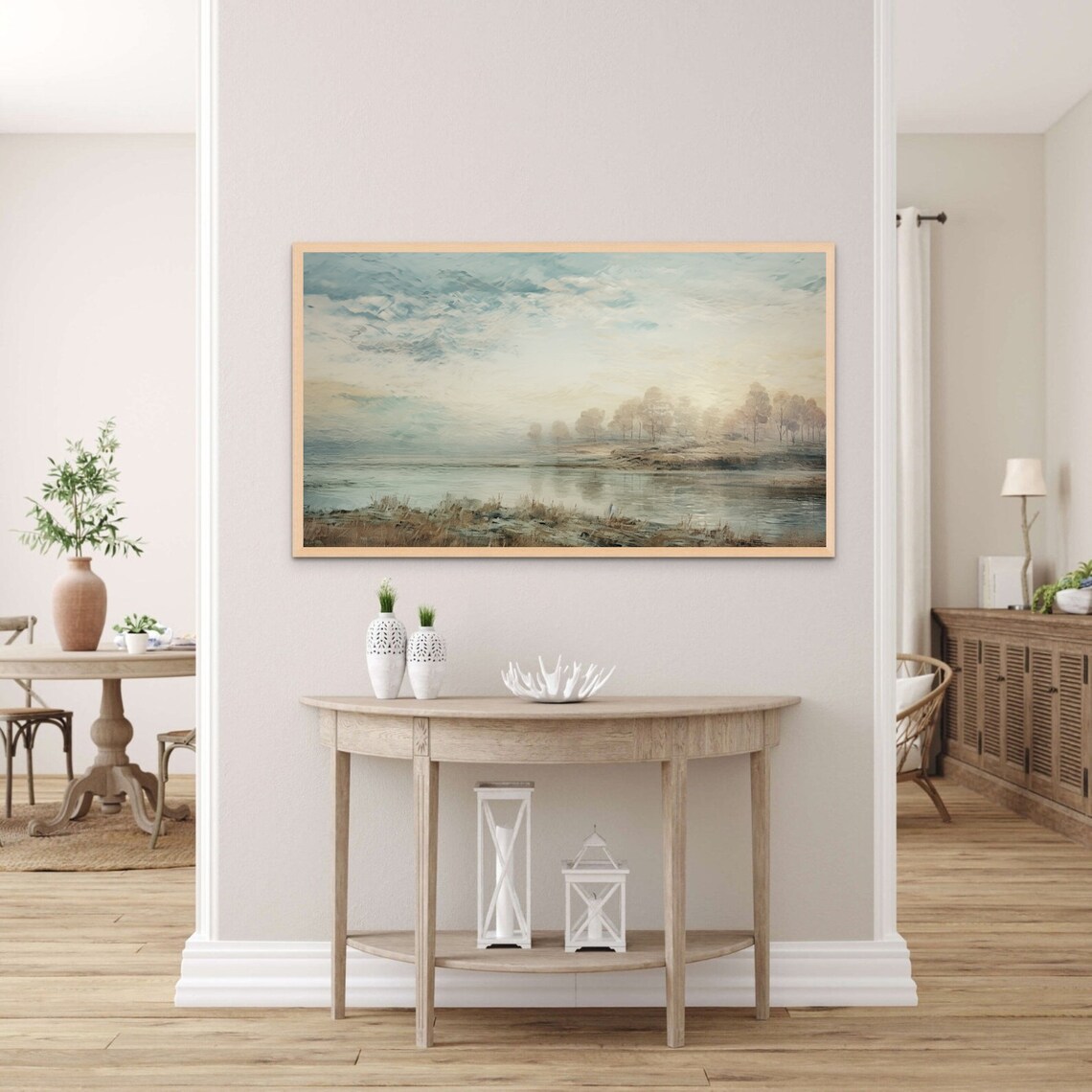Misty Coastal Seascape Morning Fog Landscape Oil Painting Poster - Image 4