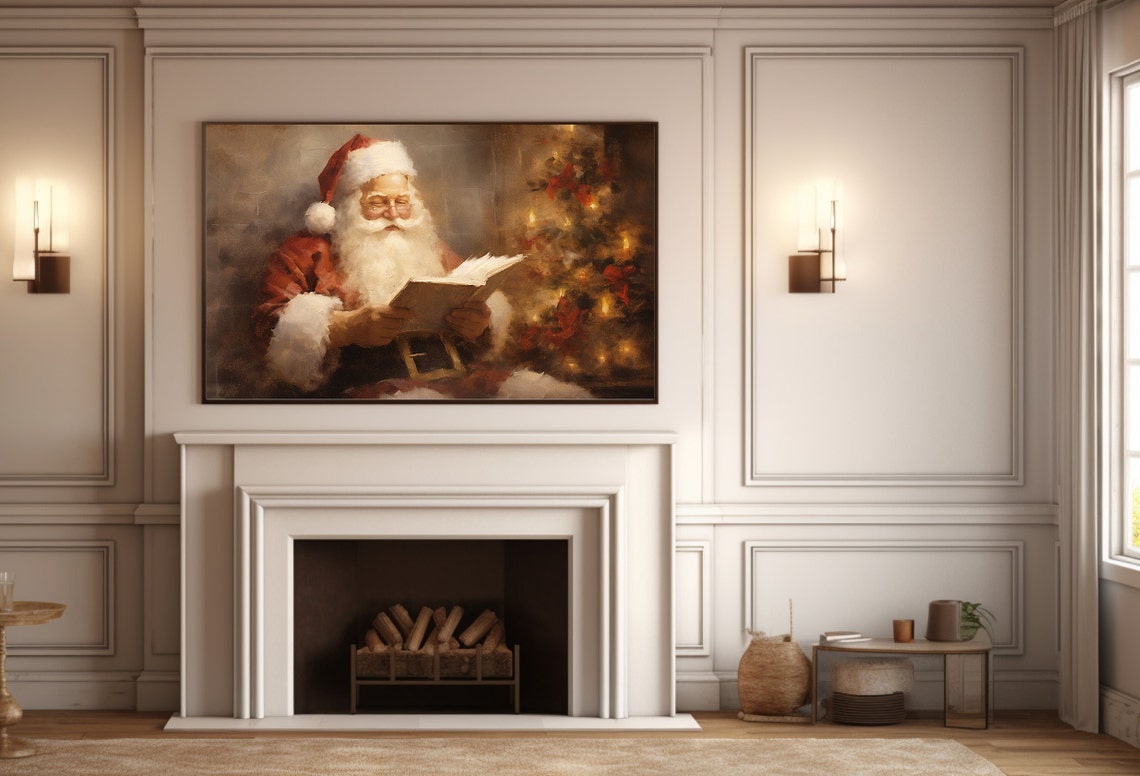 Santa Claus Reading A Book Beside A Glowing Christmas Tree Poster - Image 5