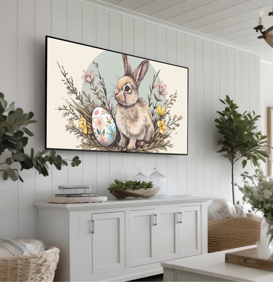 Easter Bunny With Decorated Egg Botanical Spring Floral Poster - Image 4