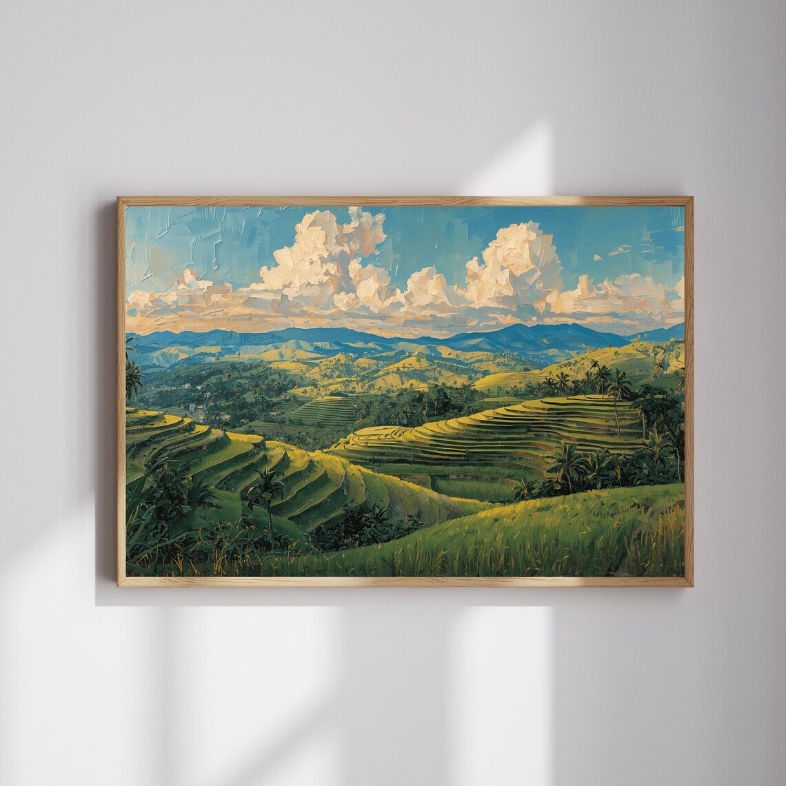 Bali Rice Terrace Golden Fields Oil Painting Landscape Poster