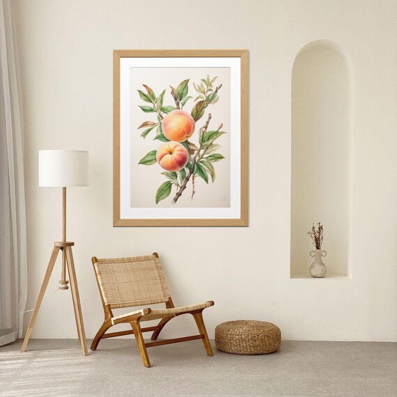 Peach Twig Watercolor Botanical Kitchen Art Print