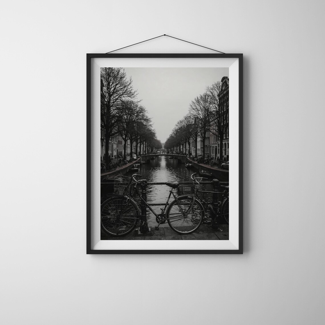 Amsterdam Canal Print Black And White Vintage Cityscape