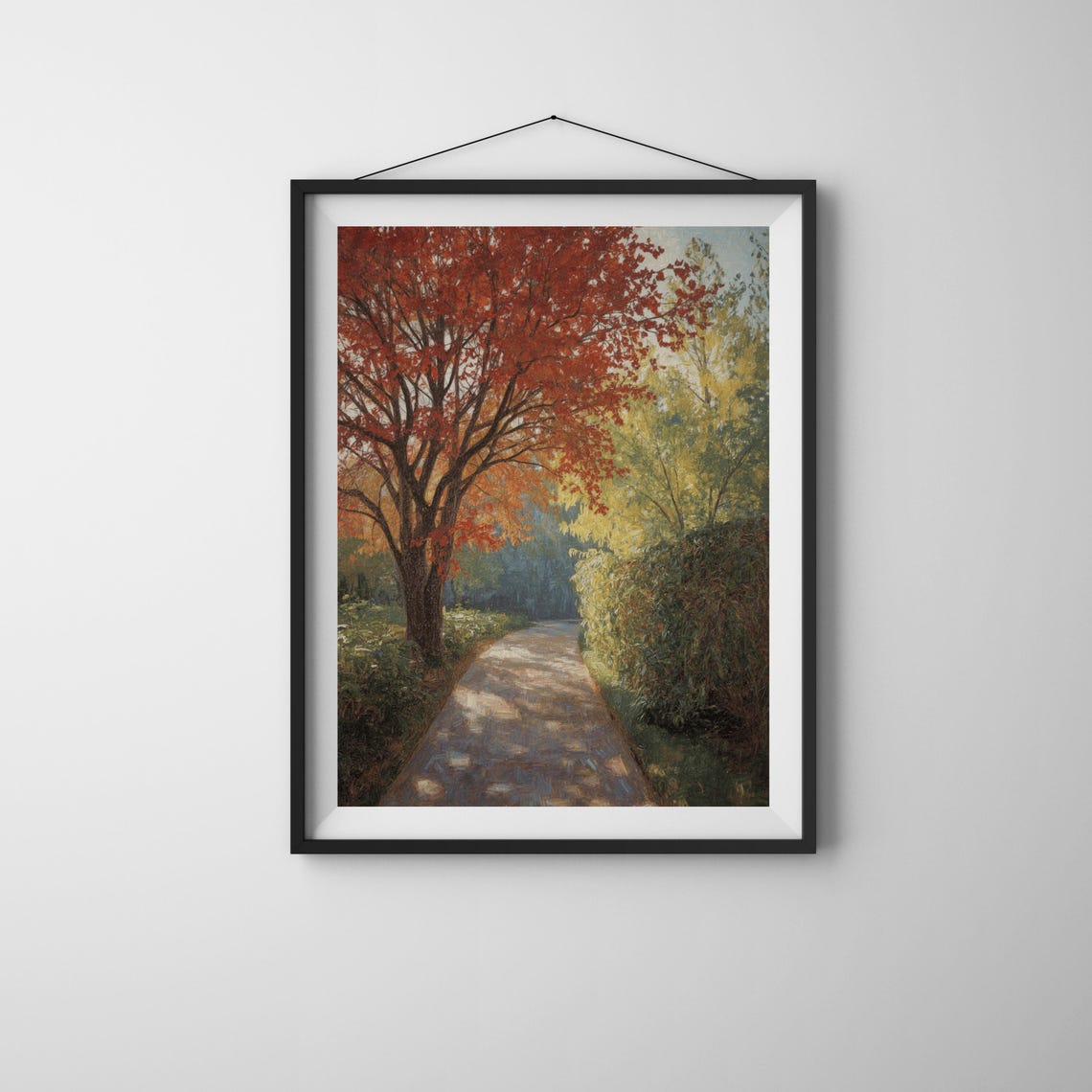 Autumn Pathway Red Trees Impressionist Fall Landscape Poster