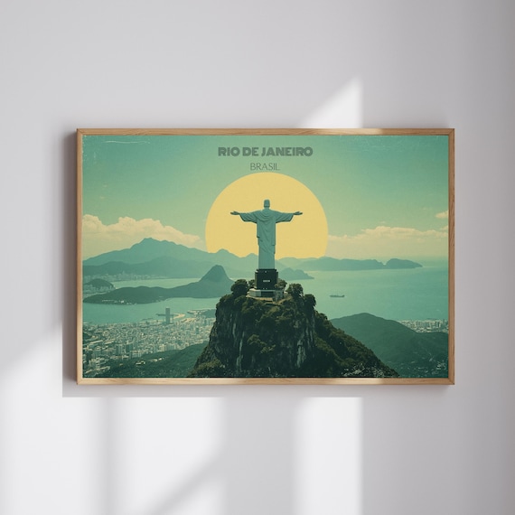 Christ The Redeemer Rio De Janeiro Brasil Sunset Travel Poster