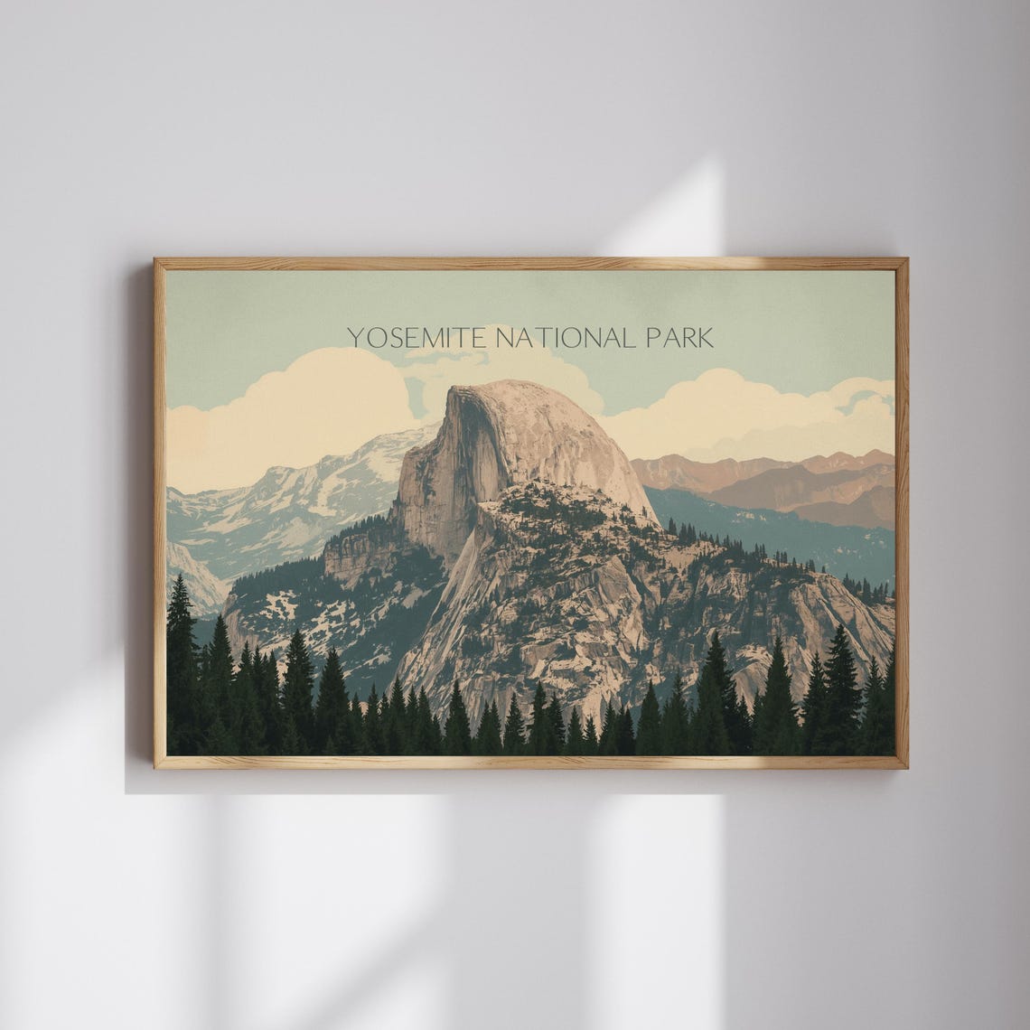Yosemite National Park Half Dome Retro Granite Cliffs Travel Poster