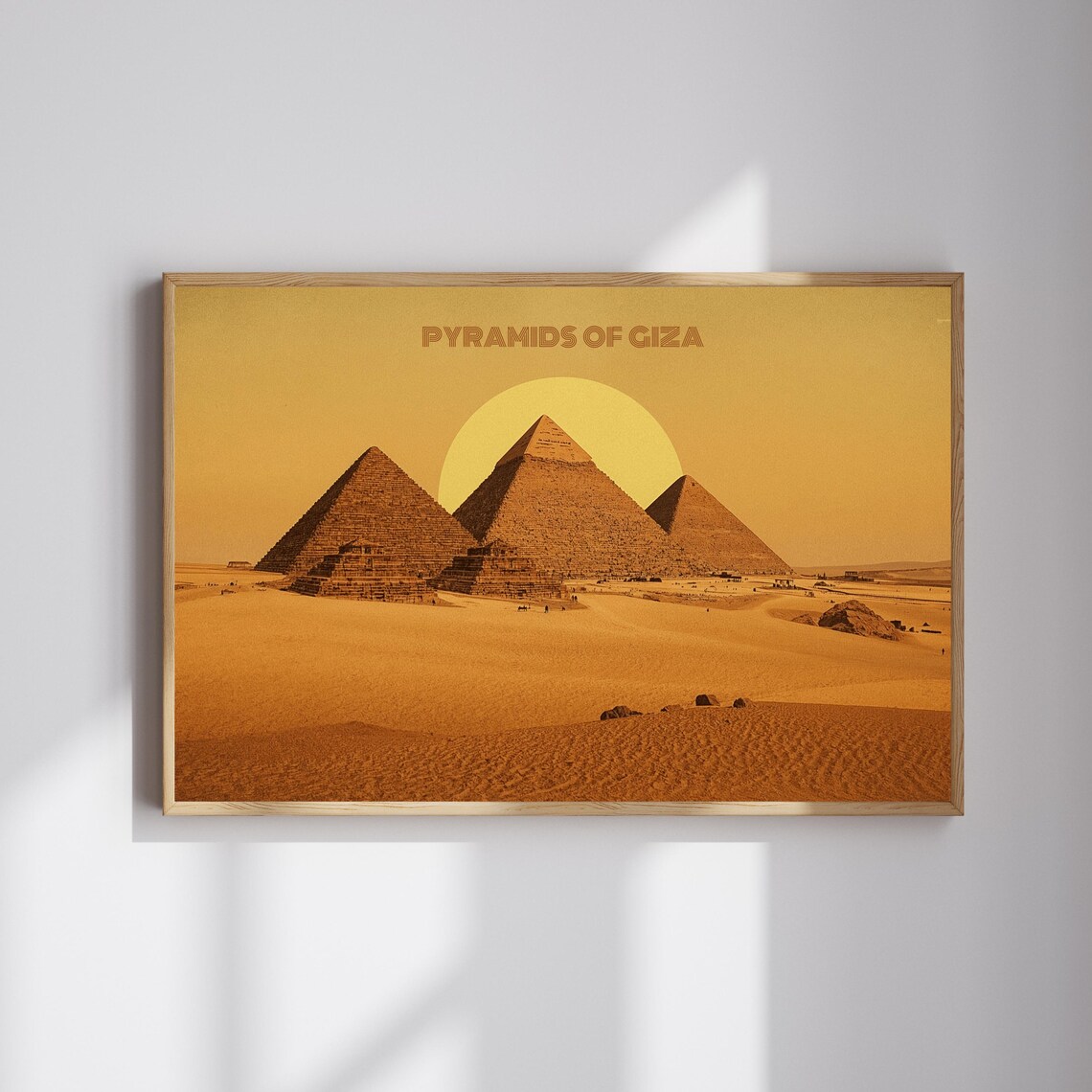 Great Pyramids Of Giza Egypt Desert Sunset Retro Travel Poster