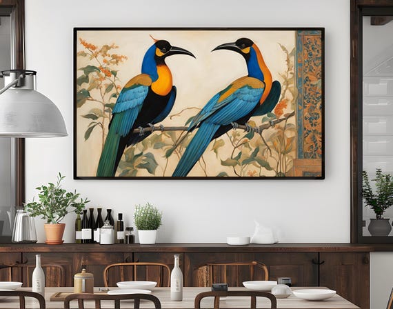Tropical Birds Painting, For Nature Enthusiasts