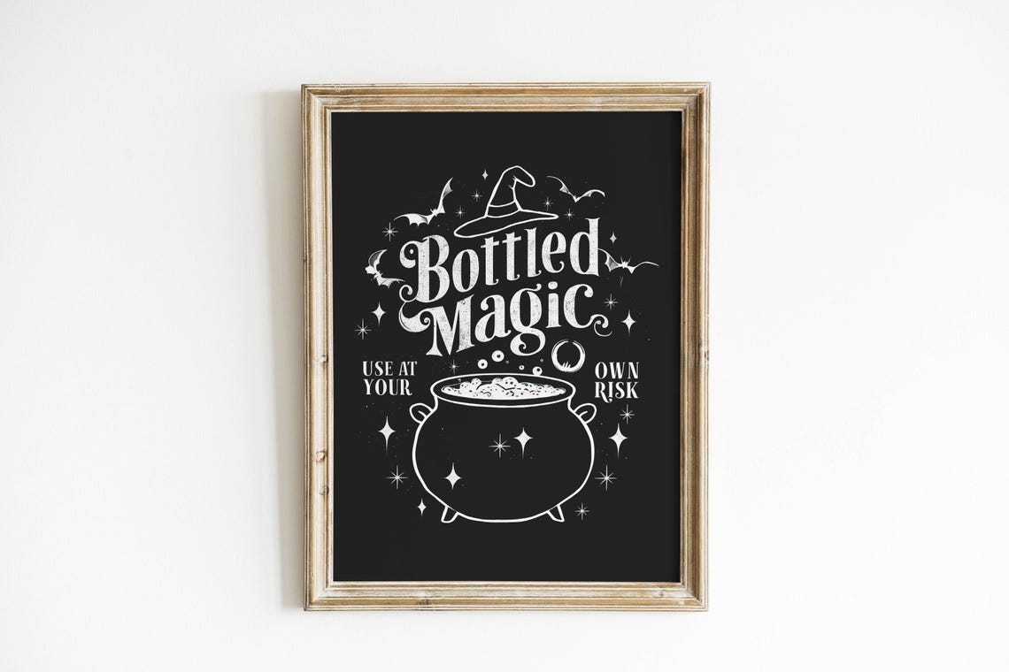 Bottled Magic Cauldron Witch Hat Halloween Apothecary Sign Poster - Image 6