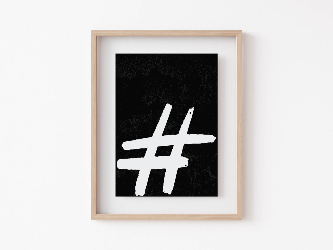 Hashtag Symbol Black and White Modern Abstract Minimalist Poster - Image 6