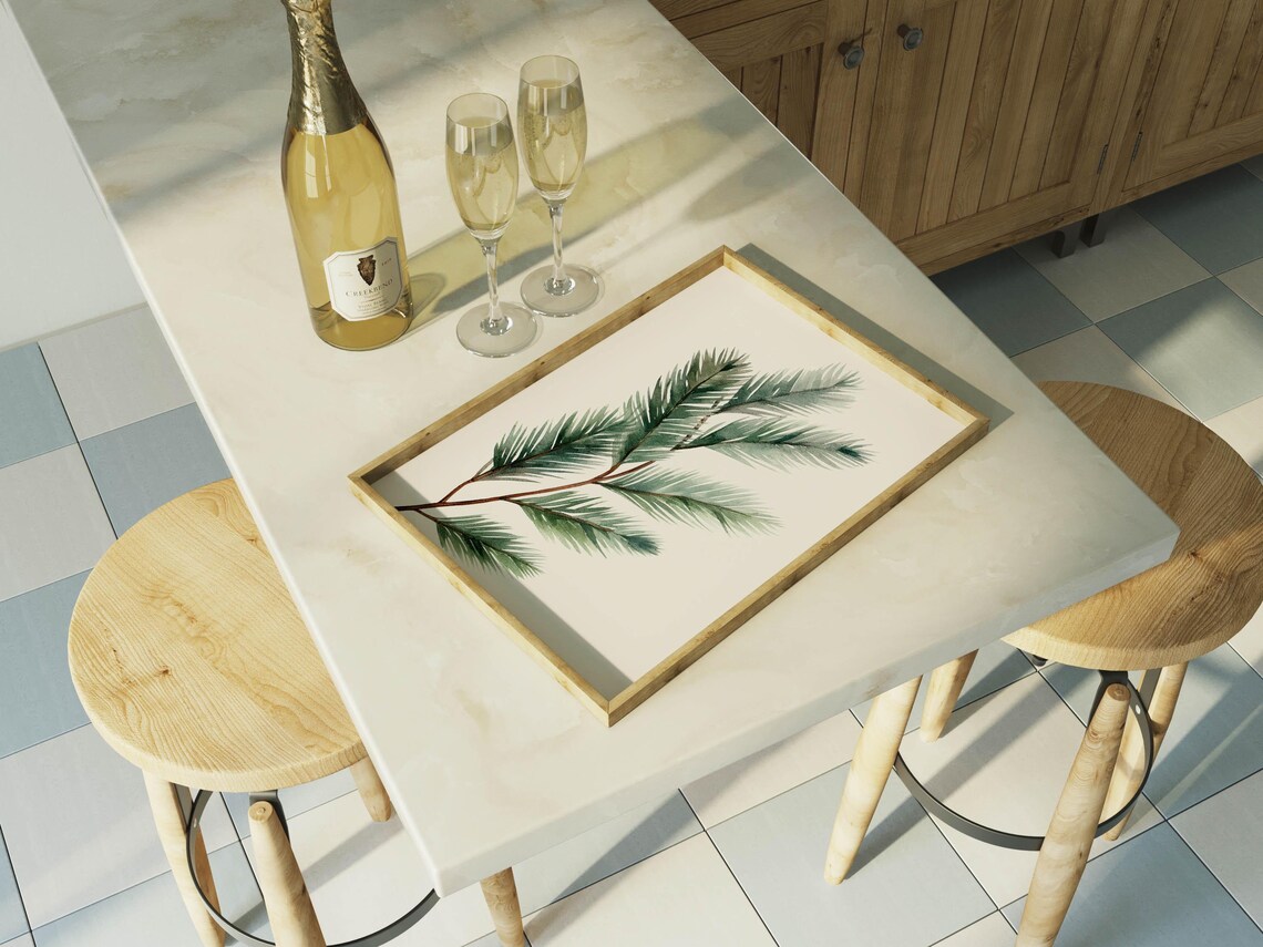Minimal Watercolor Pine Branch Winter Botanical Christmas Poster - Image 4
