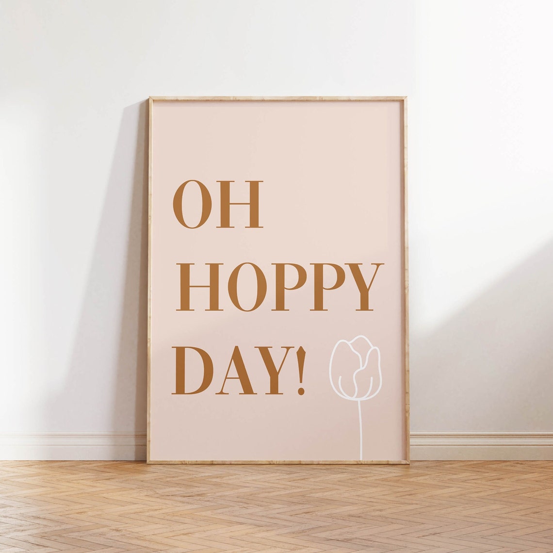 Funny Oh Hoppy Day Tulip Blush Pink Easter Spring Pun Poster - Image 5