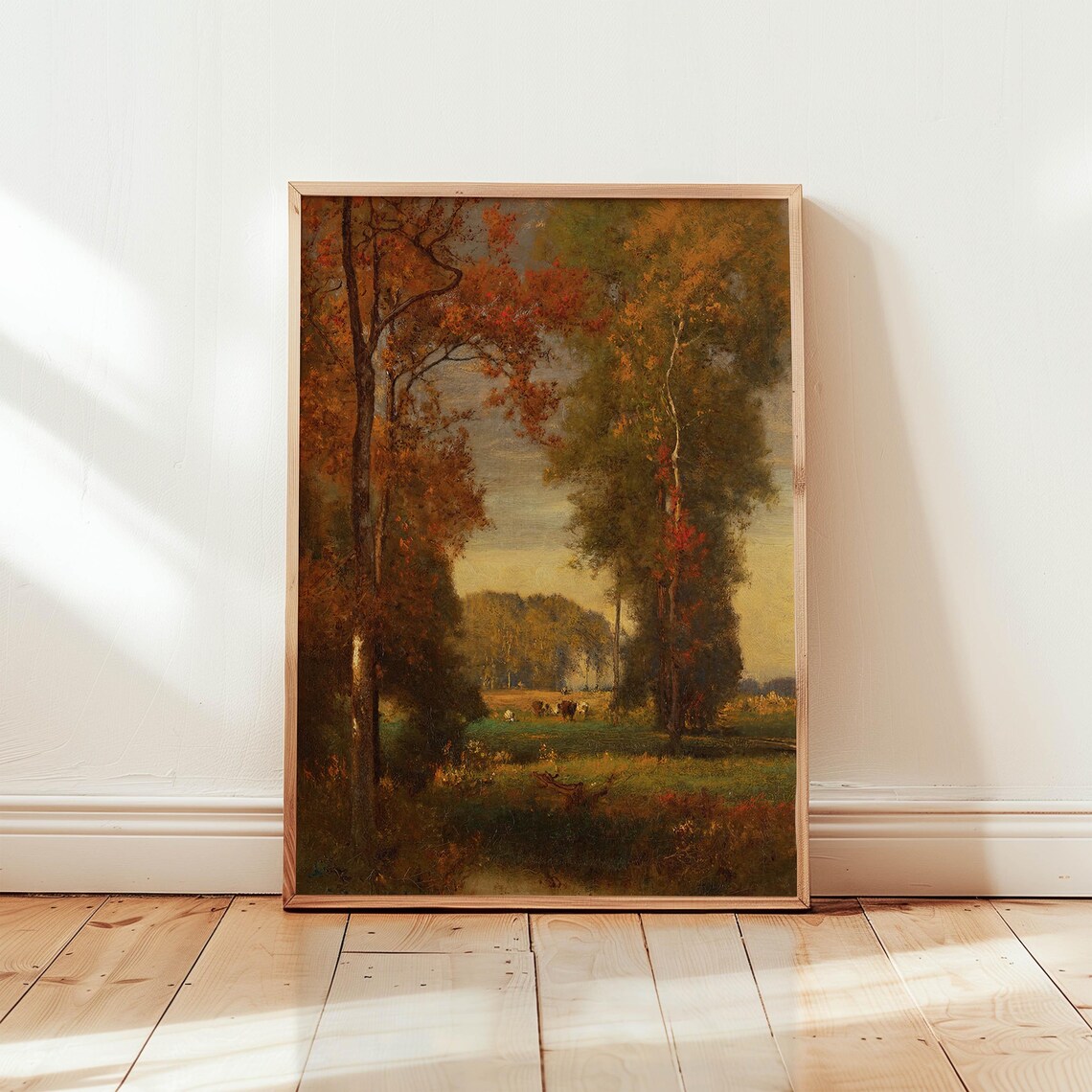 Golden Autumn Forest Sunset Vintage Oil Painting Landscape Poster - Image 4