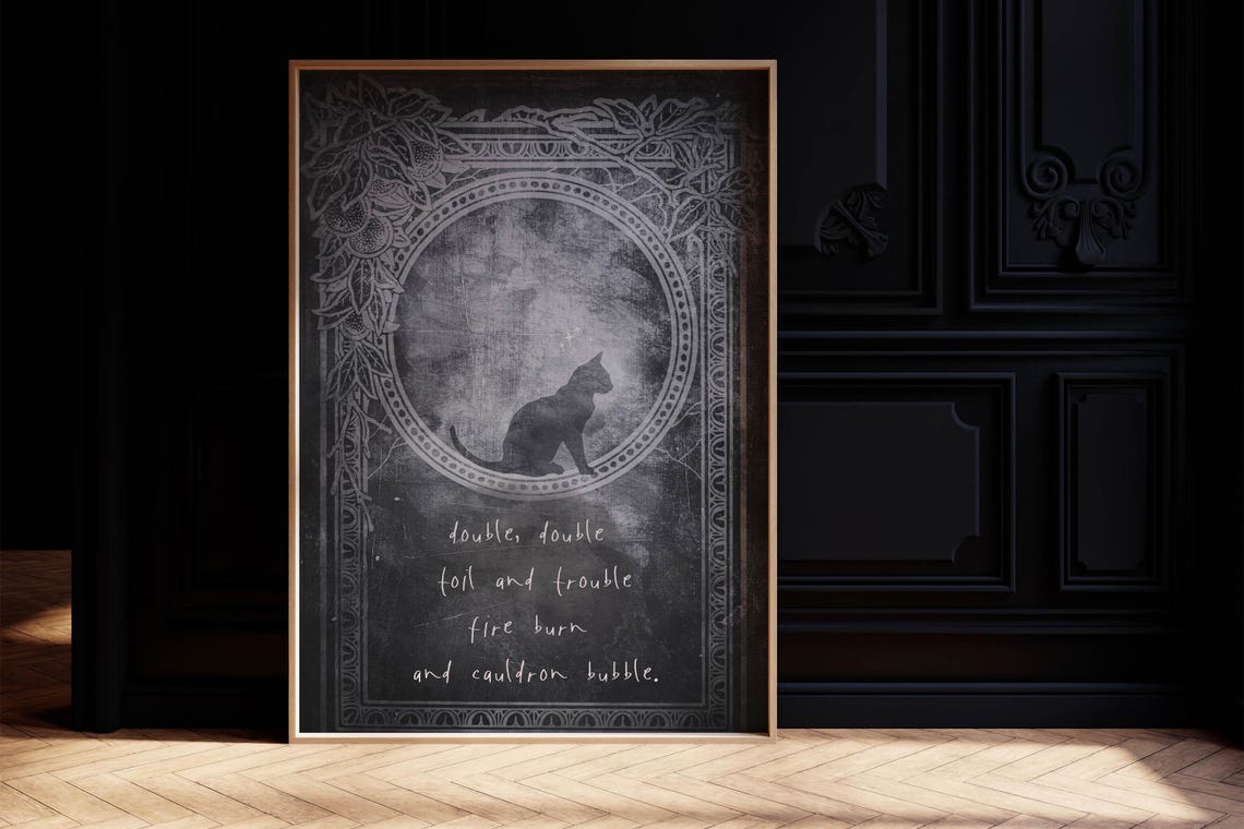 Black Cat Moon Gothic Halloween Shakespeare Witch Quote Poster - Image 2