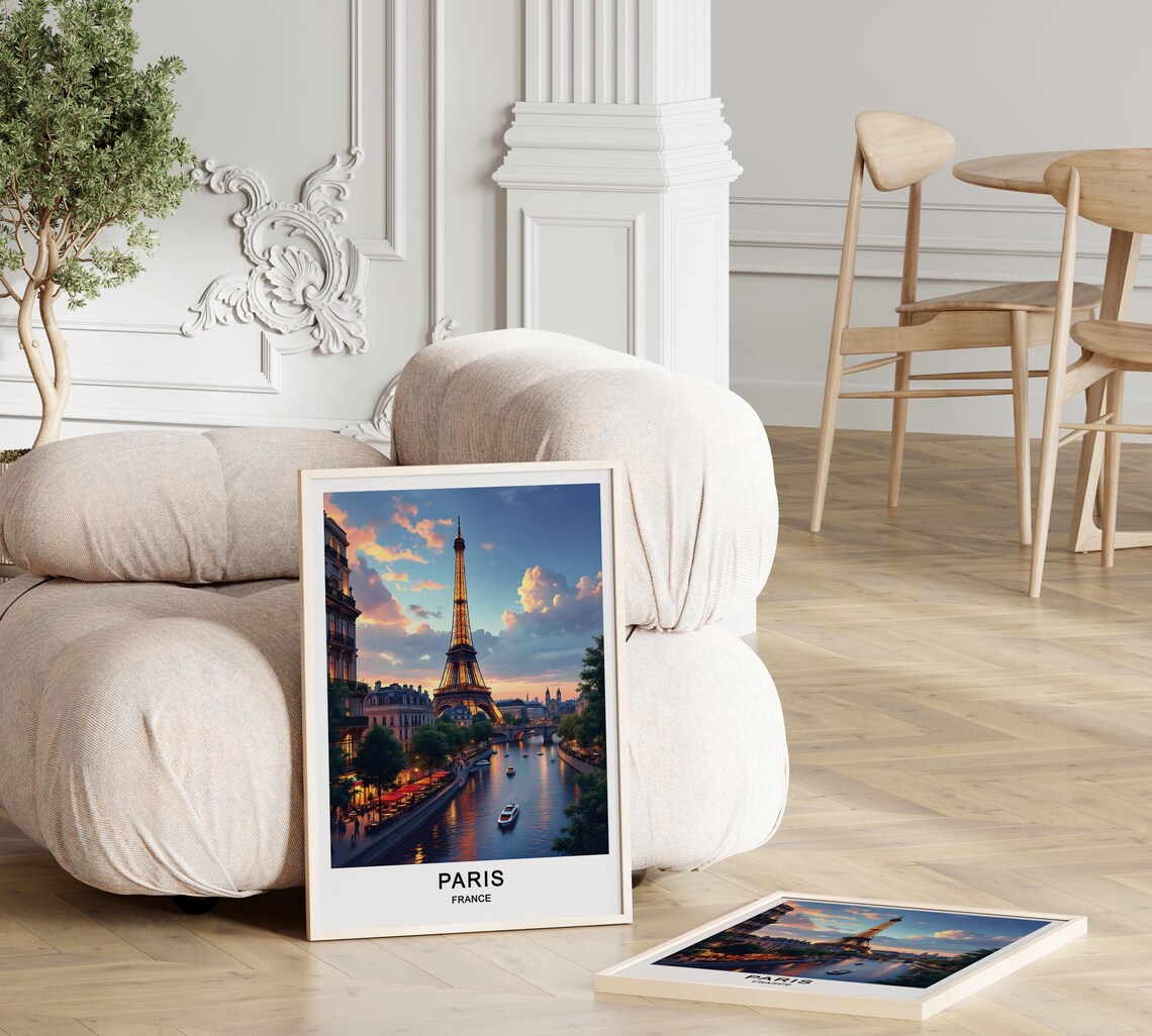 Paris Travel Poster, Eiffel Tower and Seine River - Image 3