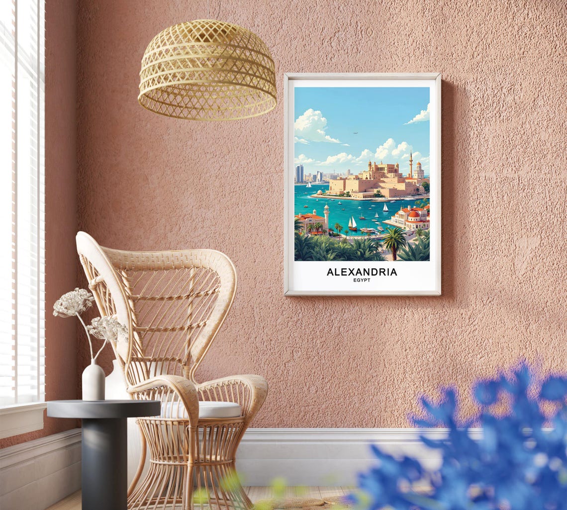 Alexandria Egypt Travel Poster Historic Coastline And Iconic Landmarks Gift Poster - Image 2